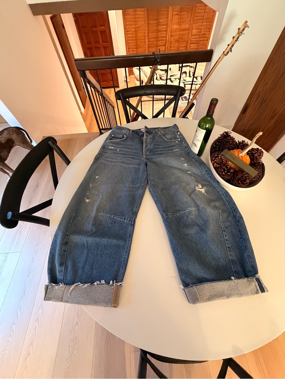 Citizens Of Humanity Distressed Barrel Rolled-Cuff Relaxed Jeans - Denim Blue